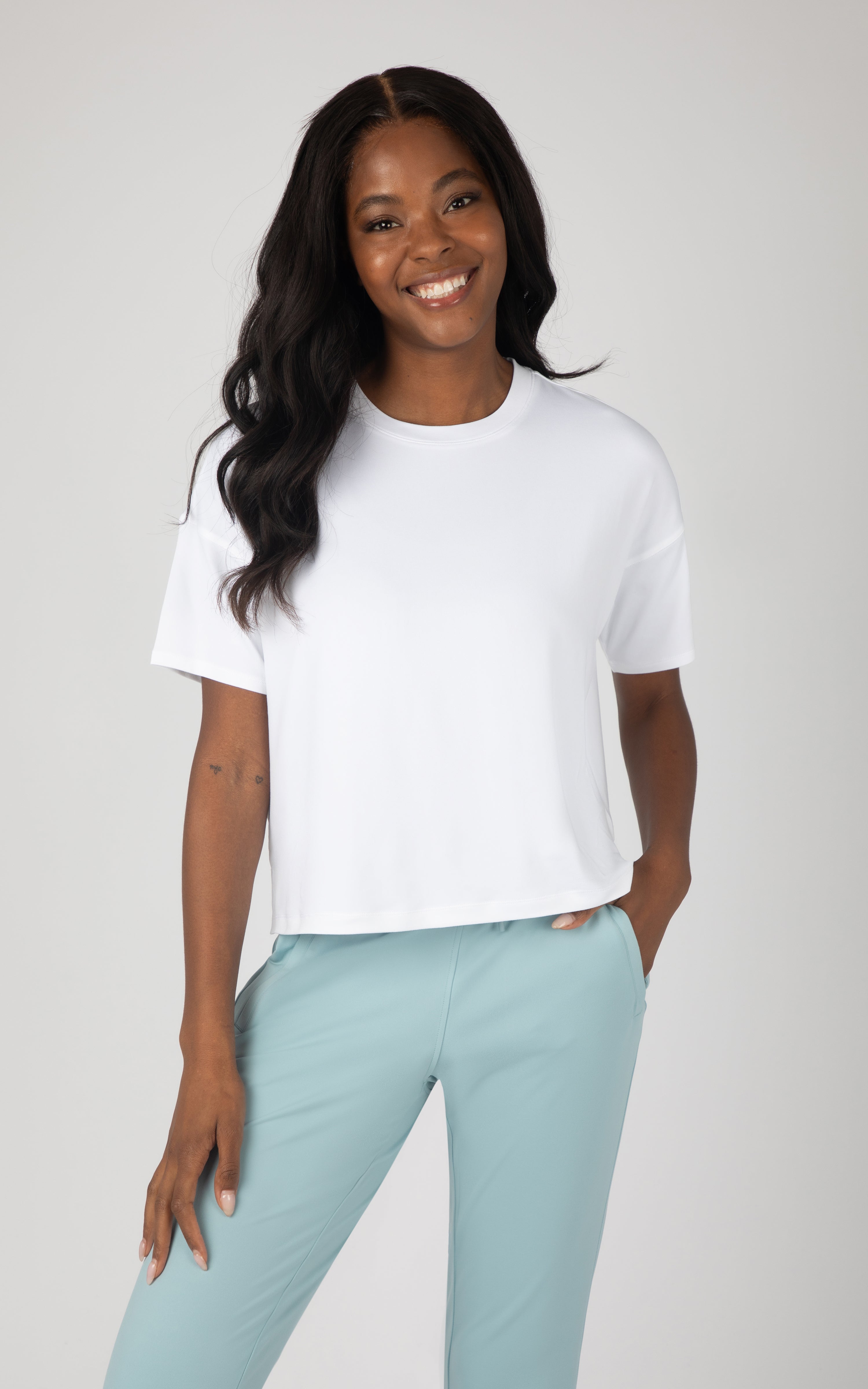 Super Soft Deluxe Boxy Cropped Tee and Lux Avenue Jogger Set