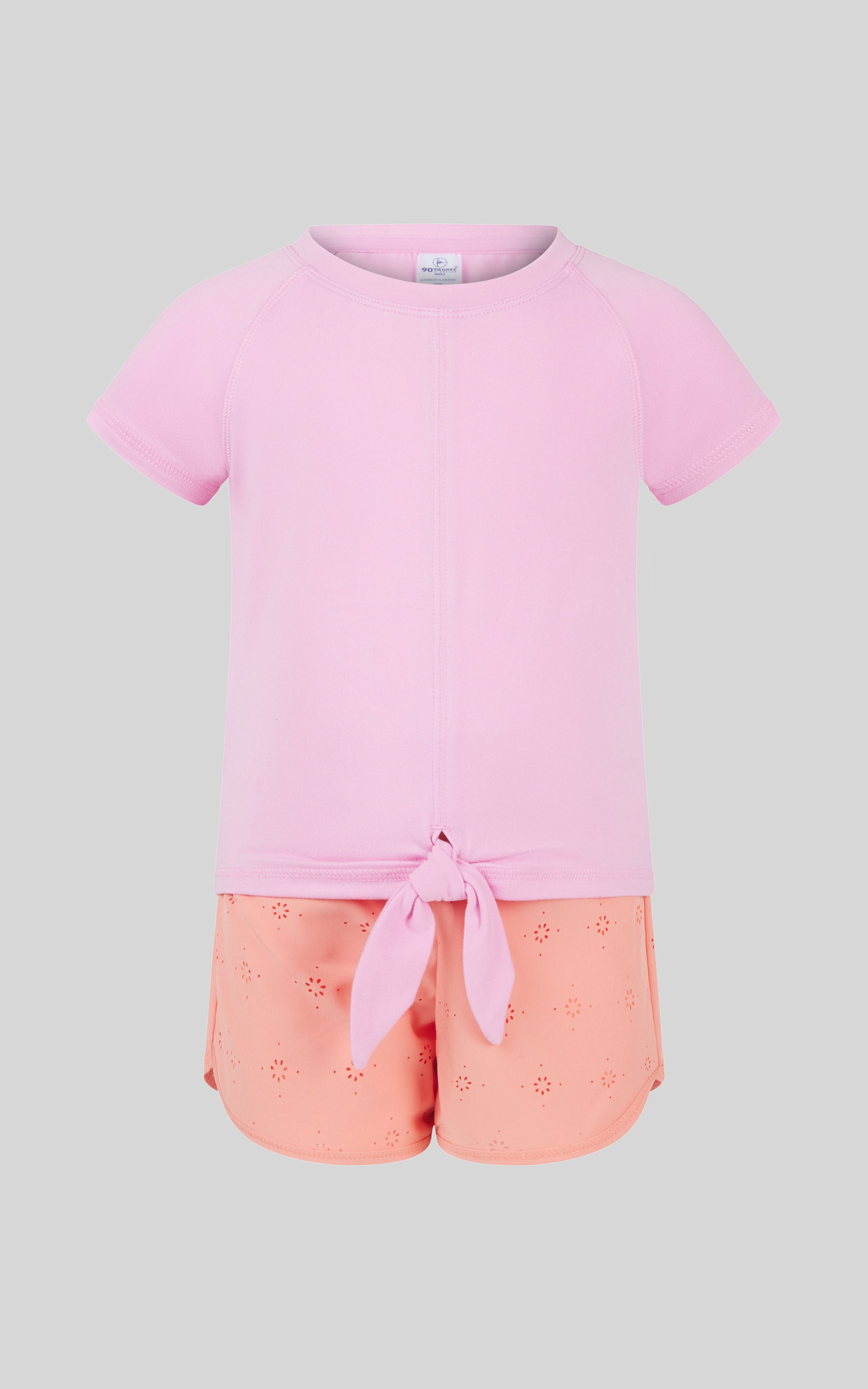 Toddler Girls 2 Piece Sunkissed Front Tie Short Sleeve Tee and Lightstreme Running Short Set