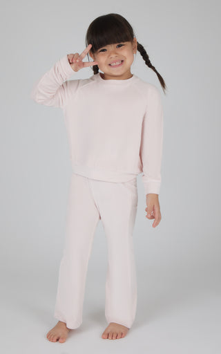 4-6x  2 Piece  Ribbed Velour Super Star Crew Neck Top and Ribbed Velour Flare Leg Pant Set