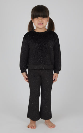 Toddler 2 Pc Speckled Velour Crew Neck Top and Flared Leg Pant