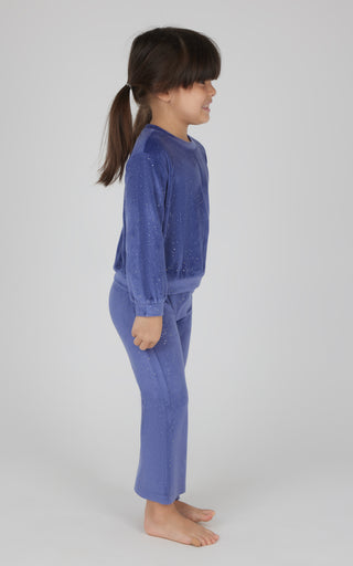 Toddler 2 Pc Speckled Velour Crew Neck Top and Flared Leg Pant