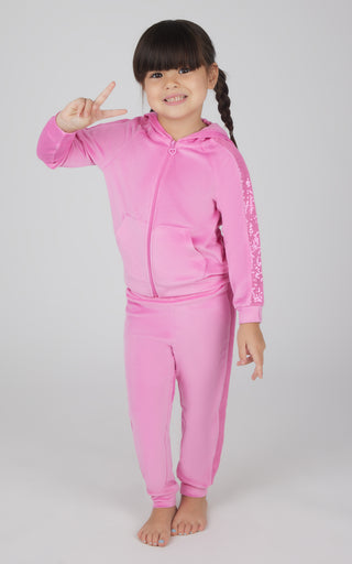 Toddler Girls 2 Piece Velour Shimmer Hoodie Jacket and Velour Sequin Jogger