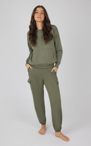 2 Piece Brushed Terry Time Off Perfect Hoodie and Brushed Terry Roadside Oversized Cargo Jogger Set