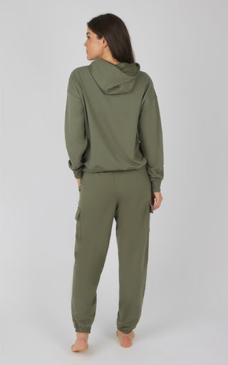 2 Piece Brushed Terry Time Off Perfect Hoodie and Brushed Terry Roadside Oversized Cargo Jogger Set