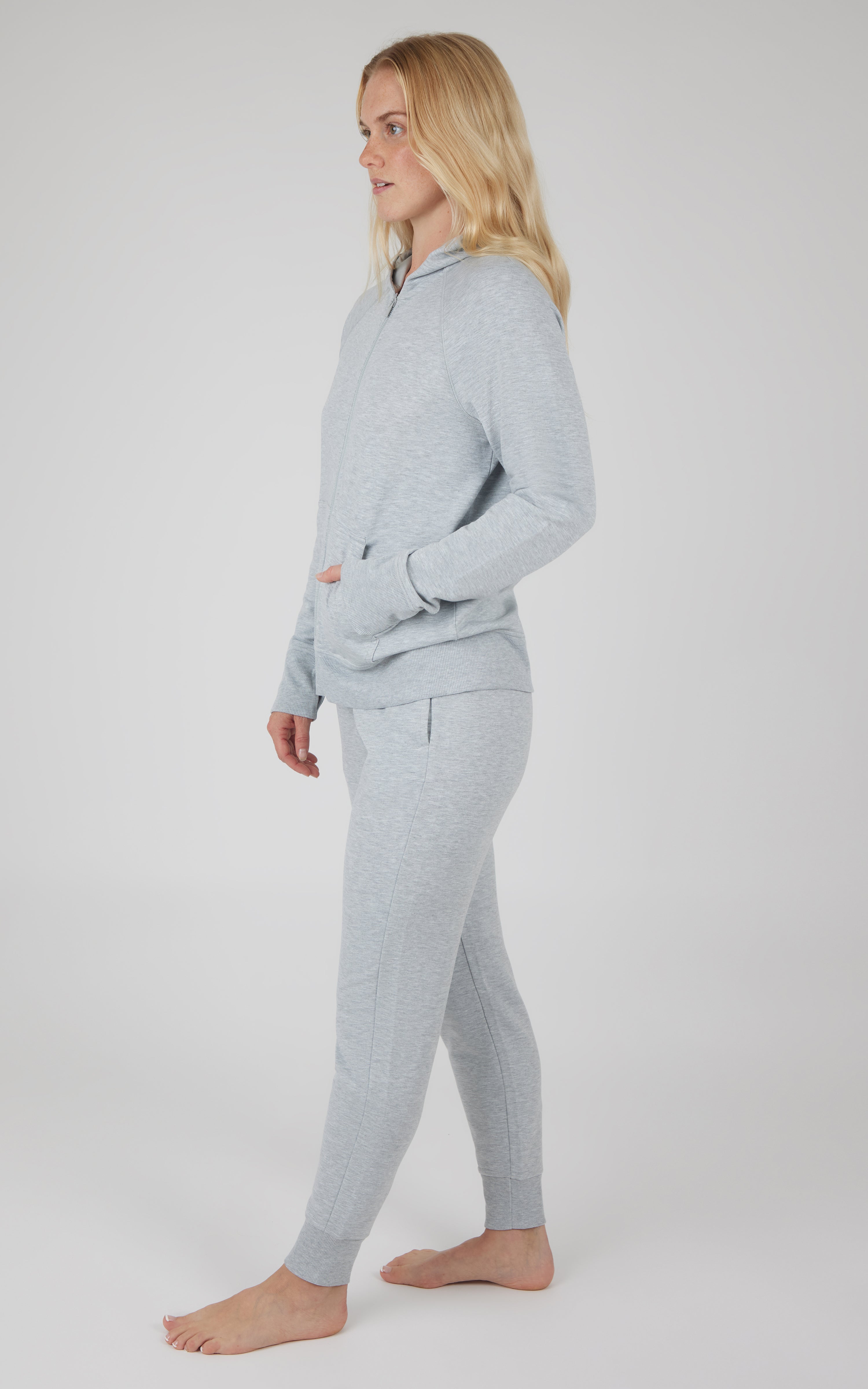 2 Piece Brushed Terry Hoodie Zip Front Jacket and Jogger Set