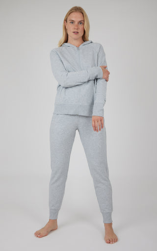 2 Piece Brushed Terry Hoodie Zip Front Jacket and Jogger Set