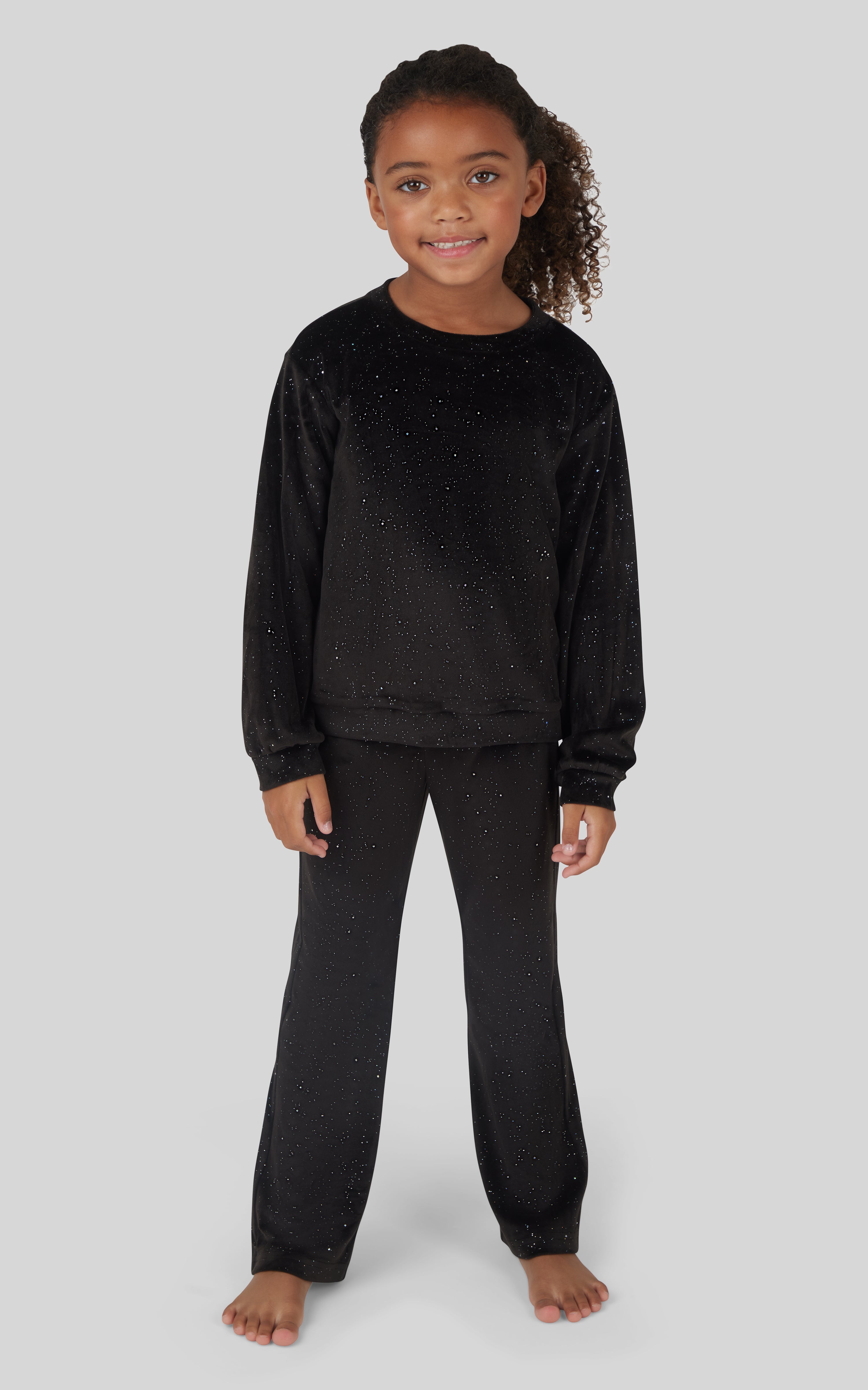 4-6x  2 Piece Speckled Velour Darling Crew Neck and Speckled Velour Pant Set