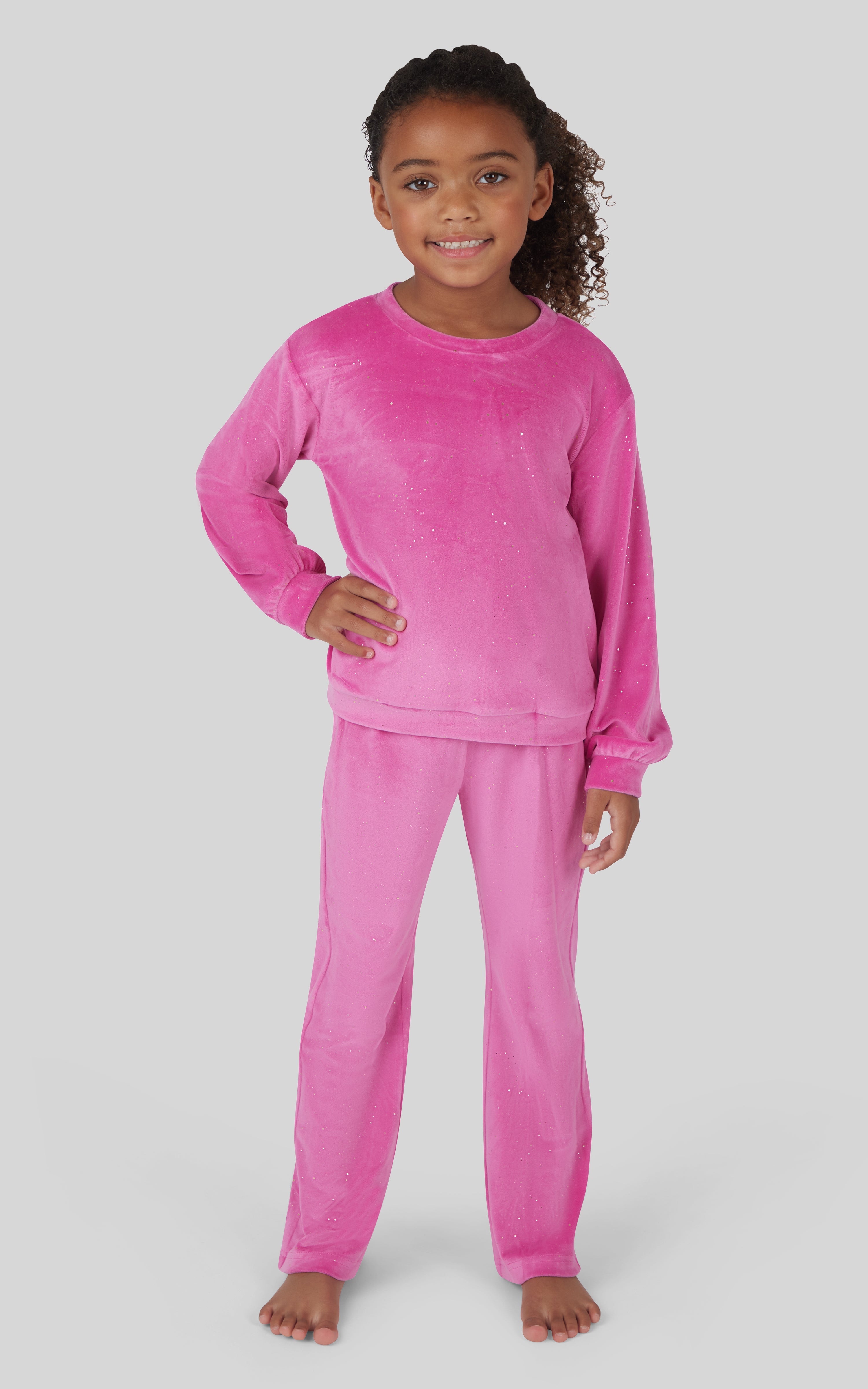 4-6x  2 Piece Speckled Velour Darling Crew Neck and Speckled Velour Pant Set