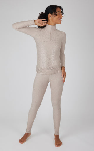 2 Piece Foil Half Zip Pullover and Full Length Legging Set