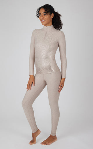 2 Piece Foil Half Zip Pullover and Full Length Legging Set