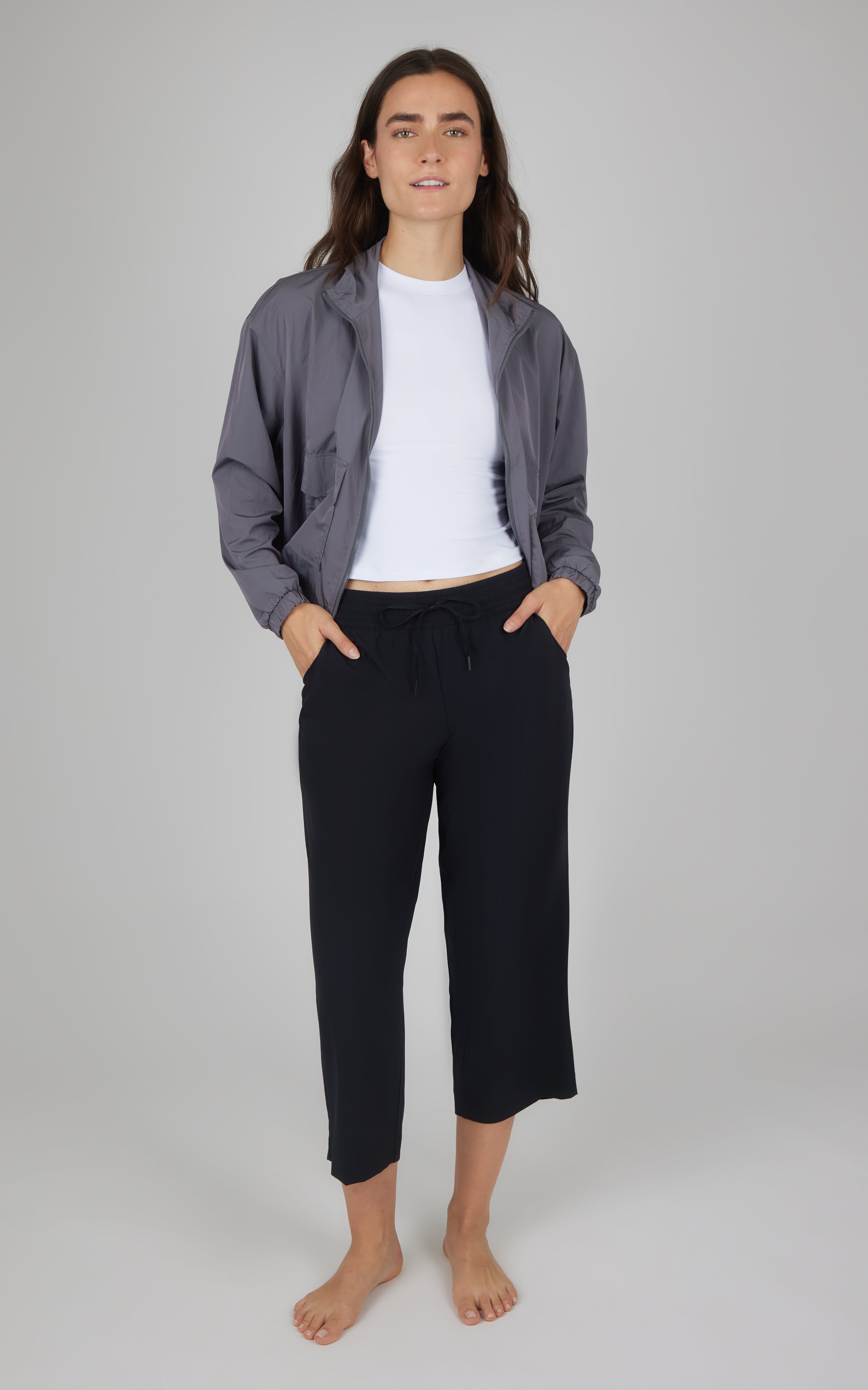 3 Piece Radiant City Nights Cargo Jacket + Airlite Melissa Mock Neck Tank + Lightstreme Oblique Culotte Pant Set