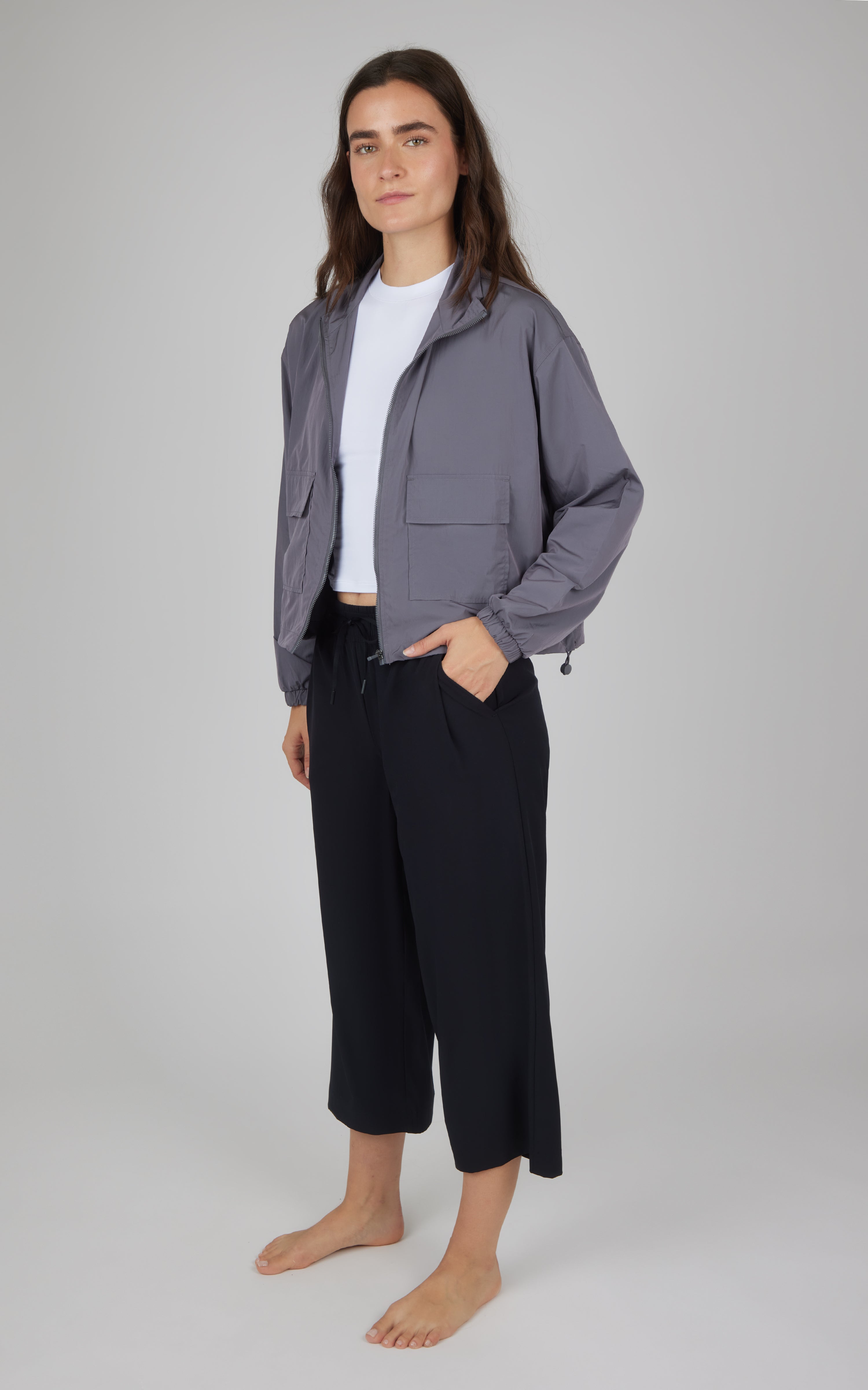 3 Piece Radiant City Nights Cargo Jacket + Airlite Melissa Mock Neck Tank + Lightstreme Oblique Culotte Pant Set