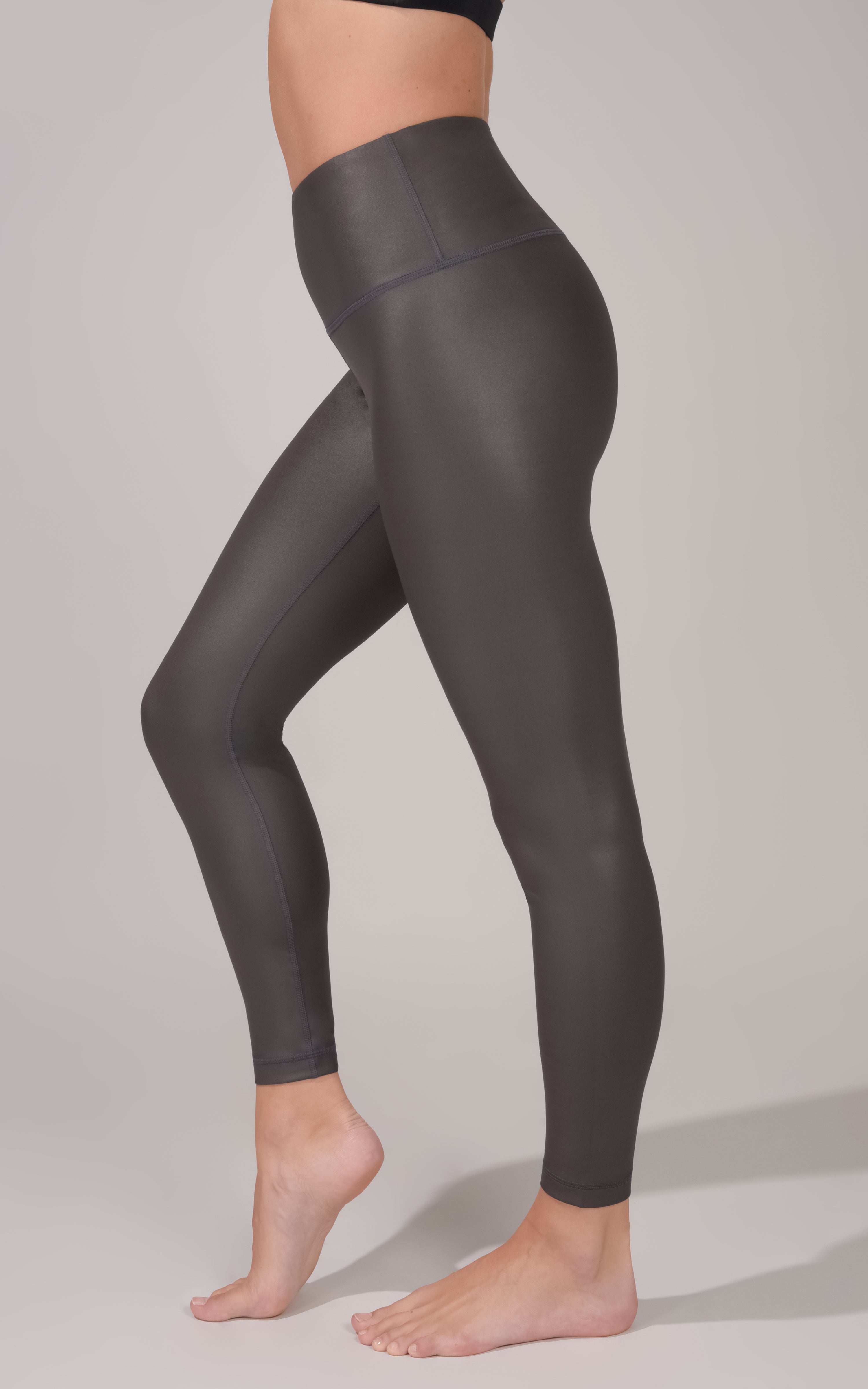 Interlink Faux Leather High Waist Cire Ankle Legging