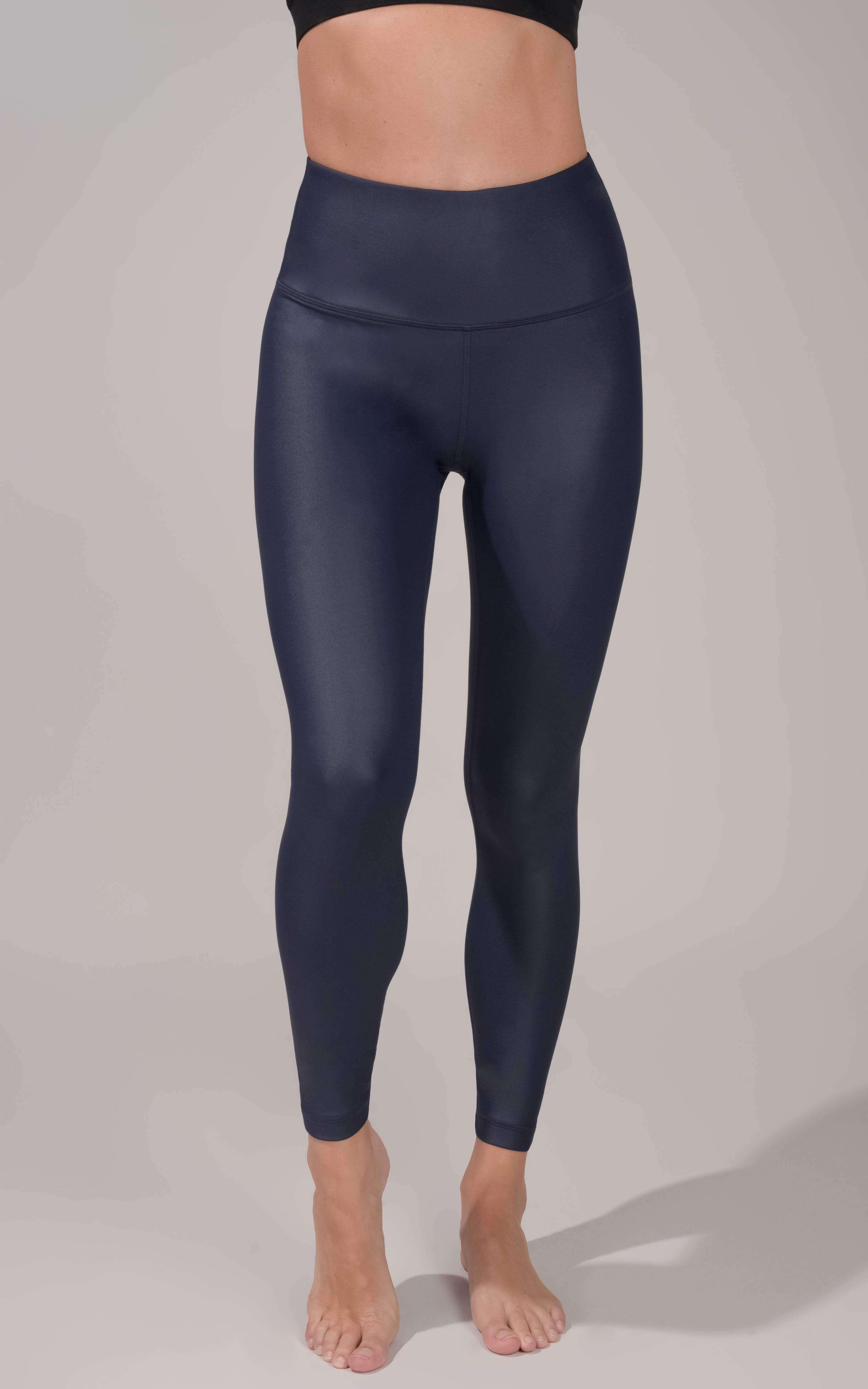 Interlink Faux Leather High Waist Cire Ankle Legging