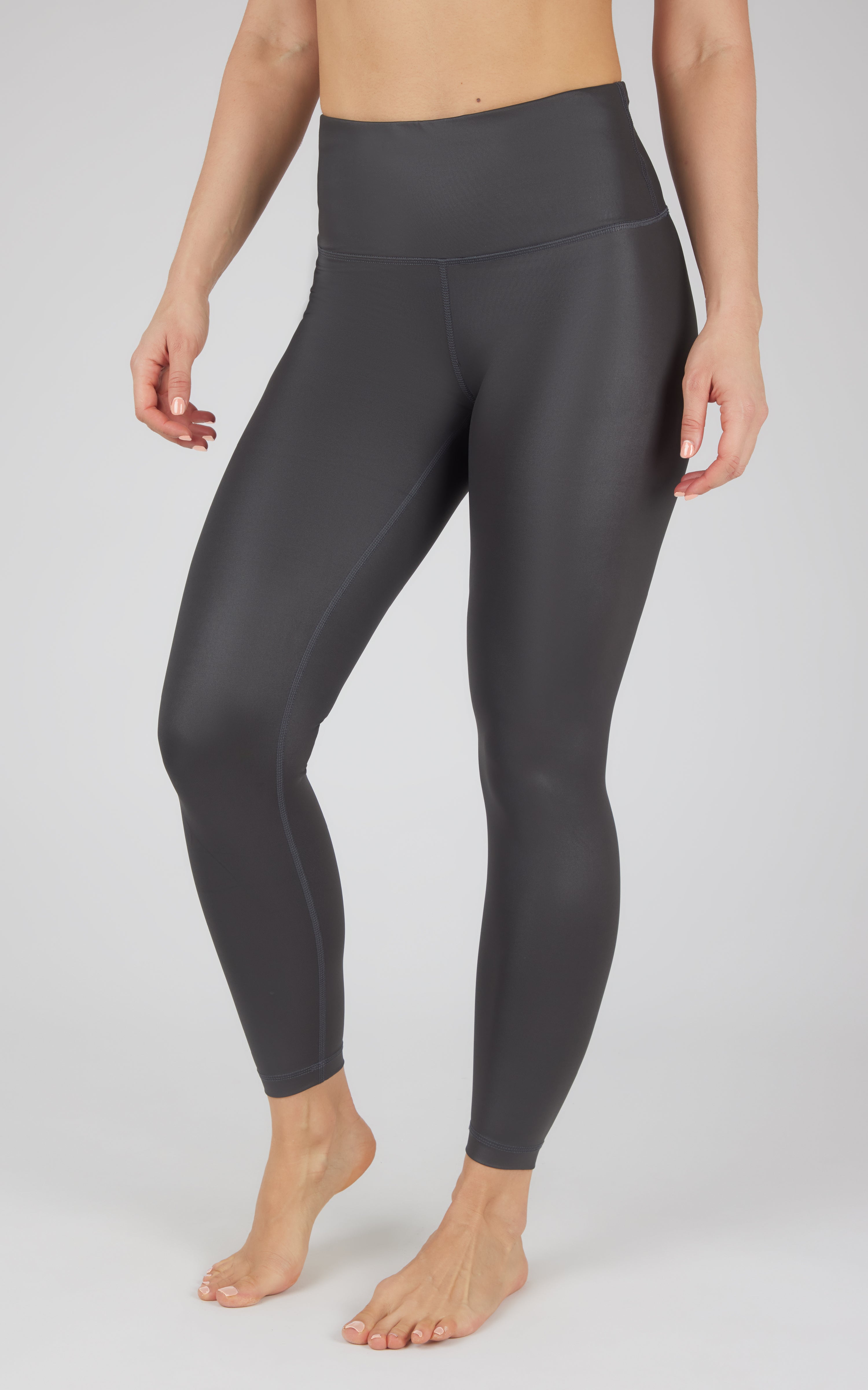 Interlink Faux Leather High Waist Cire Ankle Legging