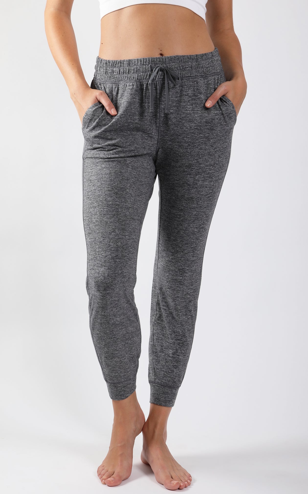 Women Pants Clearance Sale Women Trends Casual Solid Pocket Leggings Sports  Nine-Point Yoga Pants Dark Gray S P29538 