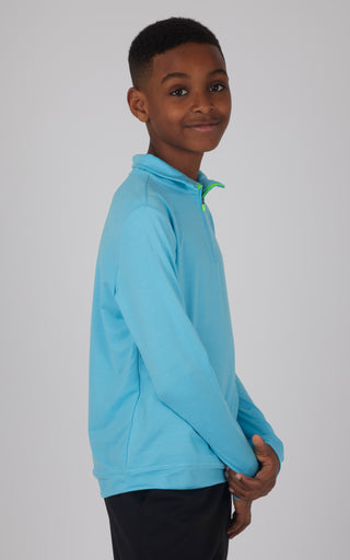 Big Boys Quarter Zip Pullover Sweatshirt with Contrast Zipper