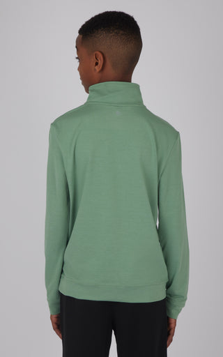 Big Boys Quarter Zip Pullover Sweatshirt with Contrast Zipper