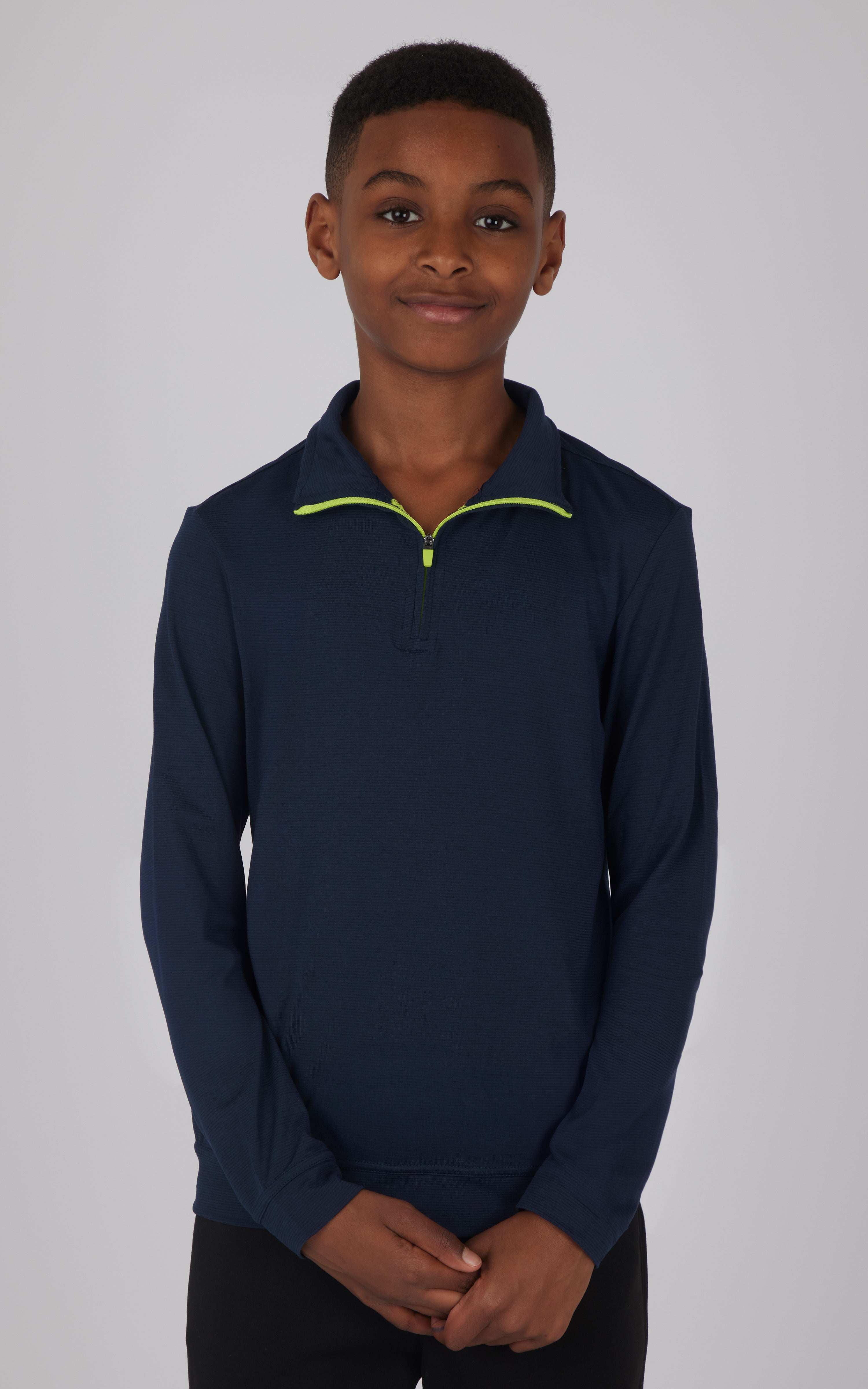 Big Boys Quarter Zip Pullover Sweatshirt with Contrast Zipper