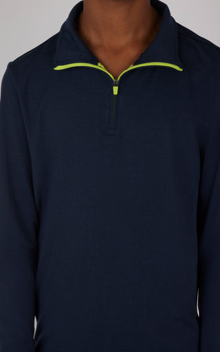 Big Boys Quarter Zip Pullover Sweatshirt with Contrast Zipper