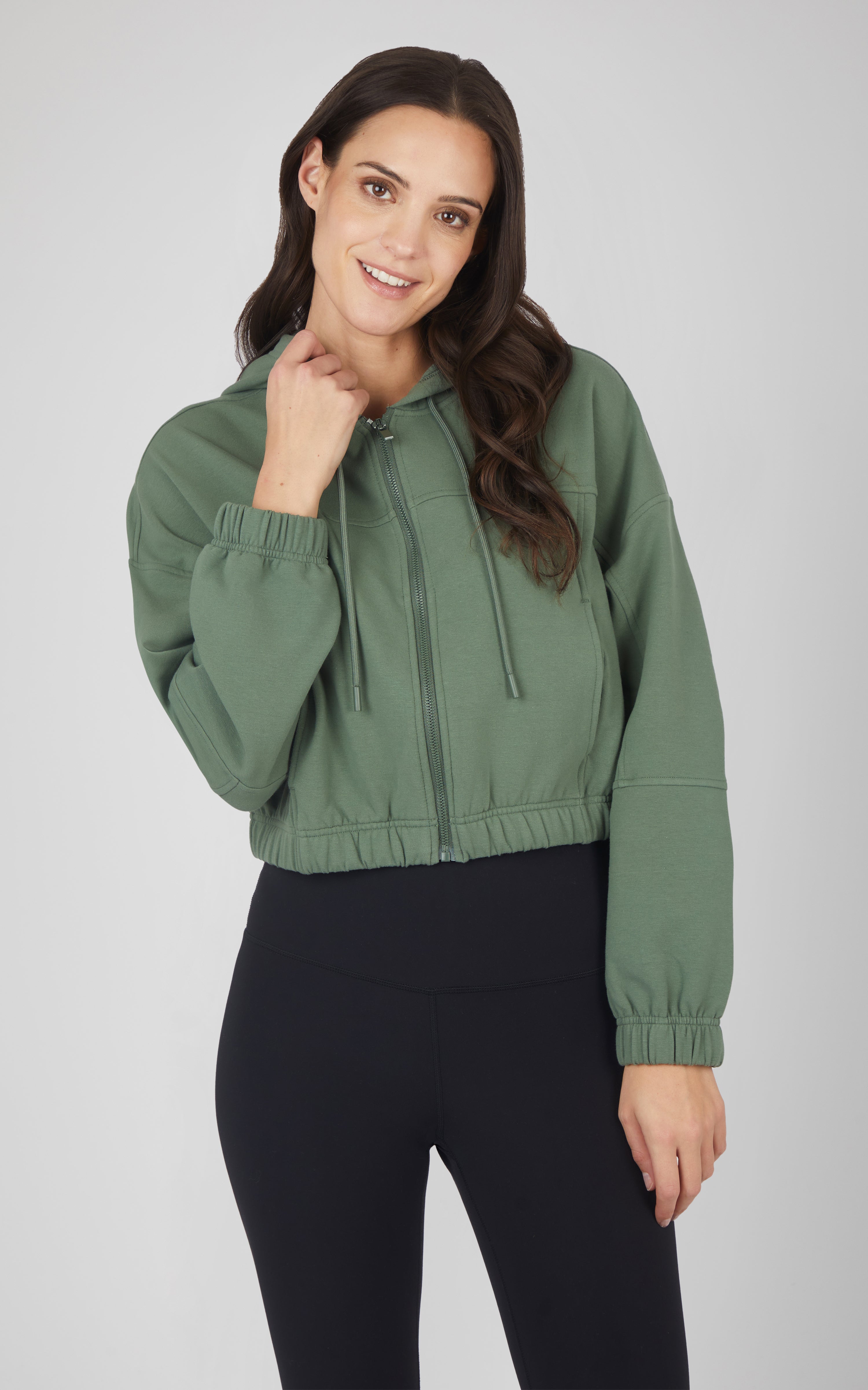 Front cropped hoodie hotsell