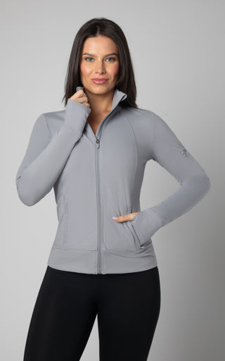 90 Degree By Reflex Womens Carbon Interlink Slim Fitted Full Zip Jacket -  Shadow - X Large