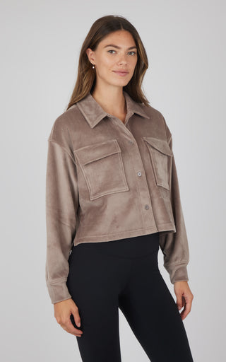 Dreamy Velour Ribbed Montana High Low Cropped Shacket