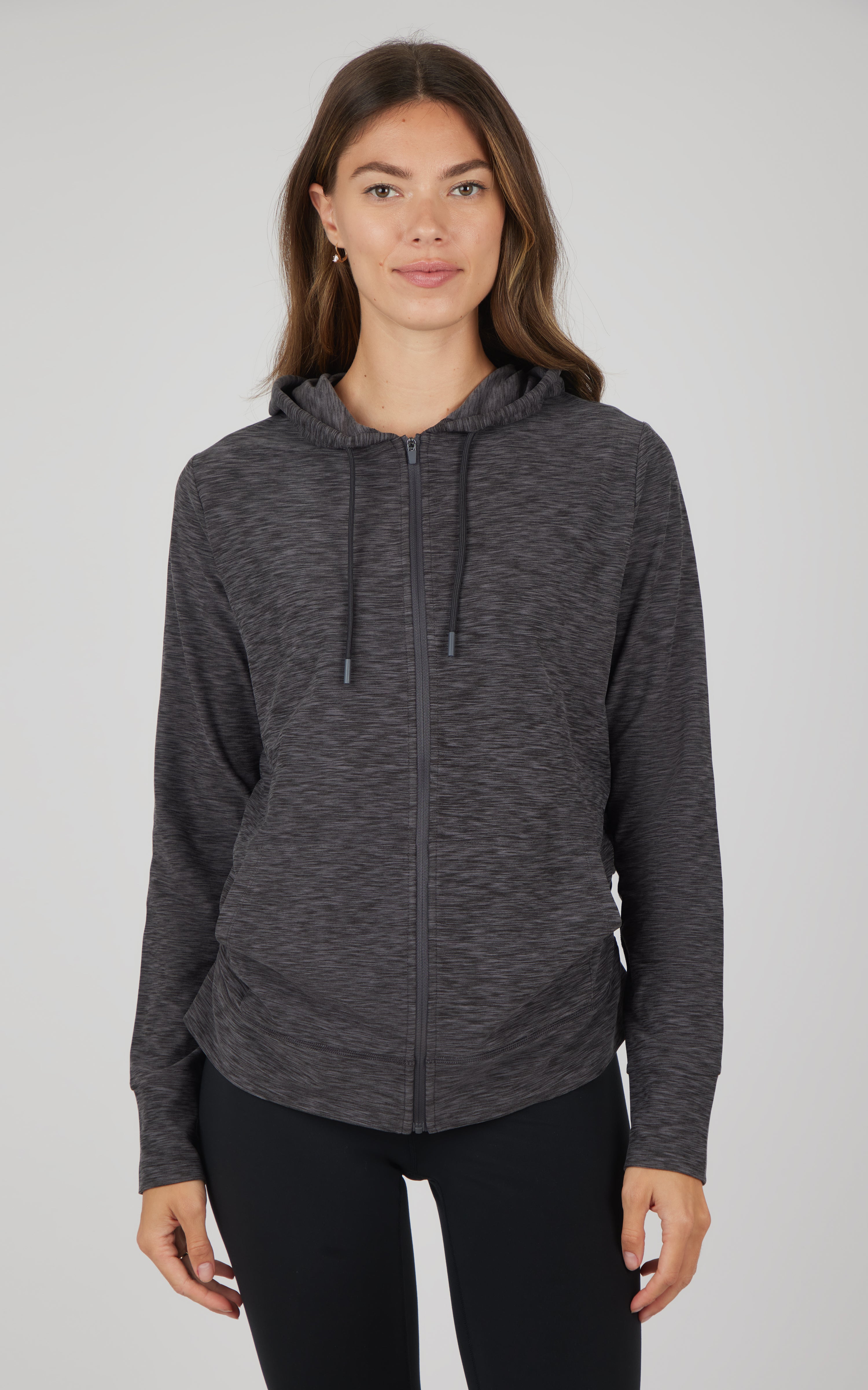 Maternity Heather Lux Full Zip Hooded Jacket