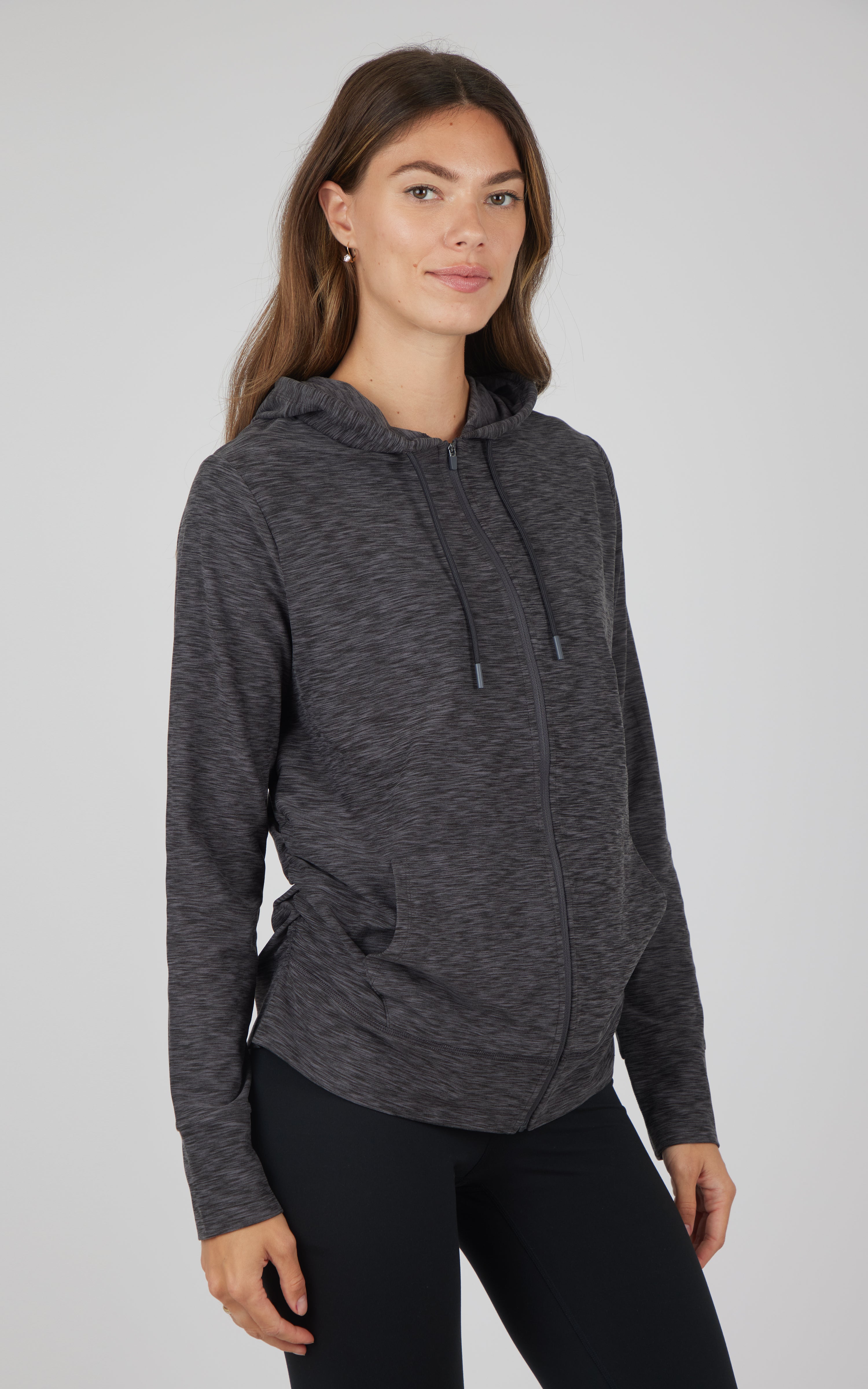 Maternity Heather Lux Full Zip Hooded Jacket