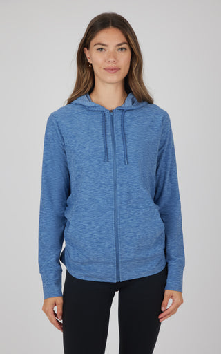 Maternity Heather Lux Full Zip Hooded Jacket