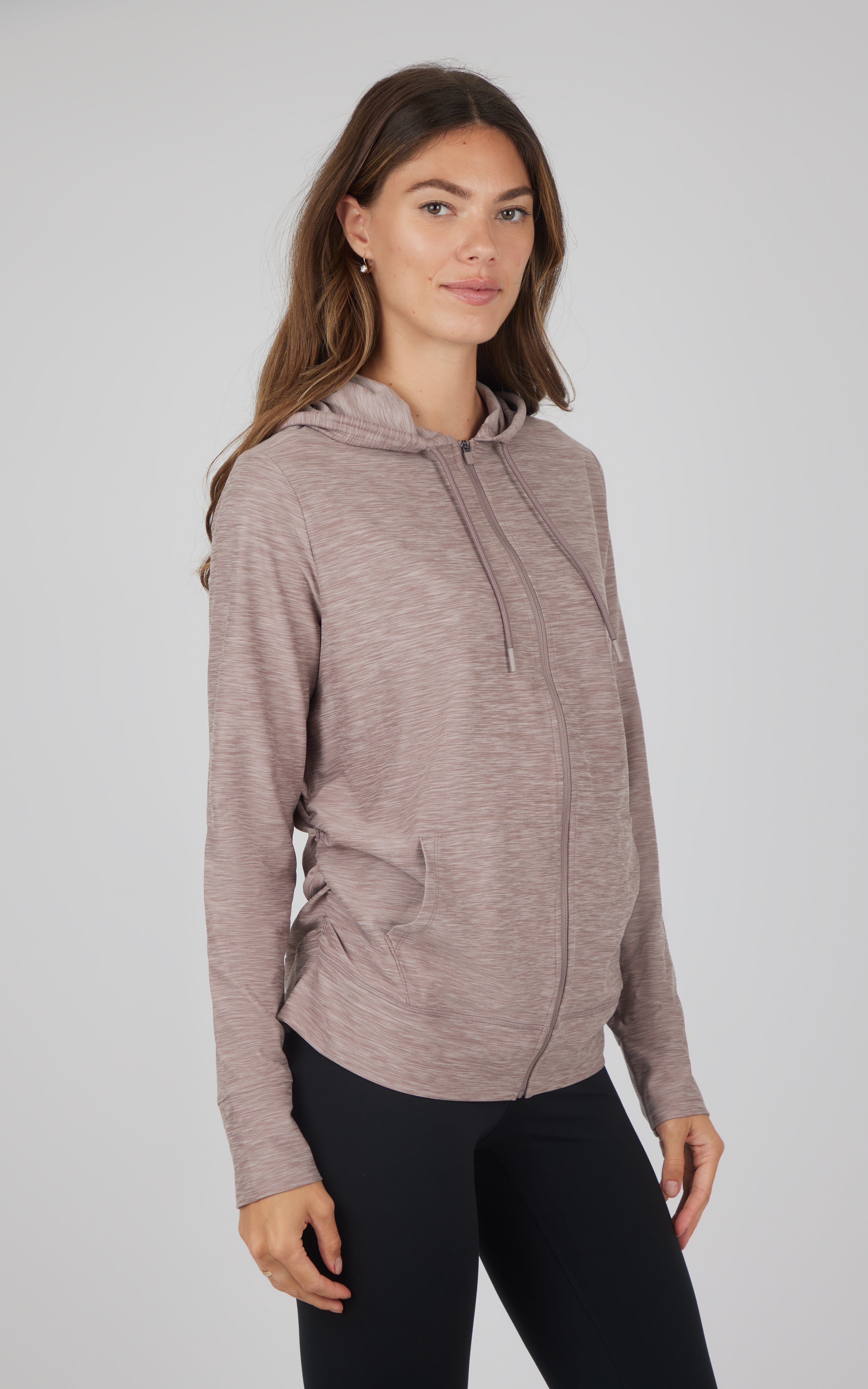 Maternity Heather Lux Full Zip Hooded Jacket