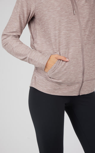 Maternity Heather Lux Full Zip Hooded Jacket