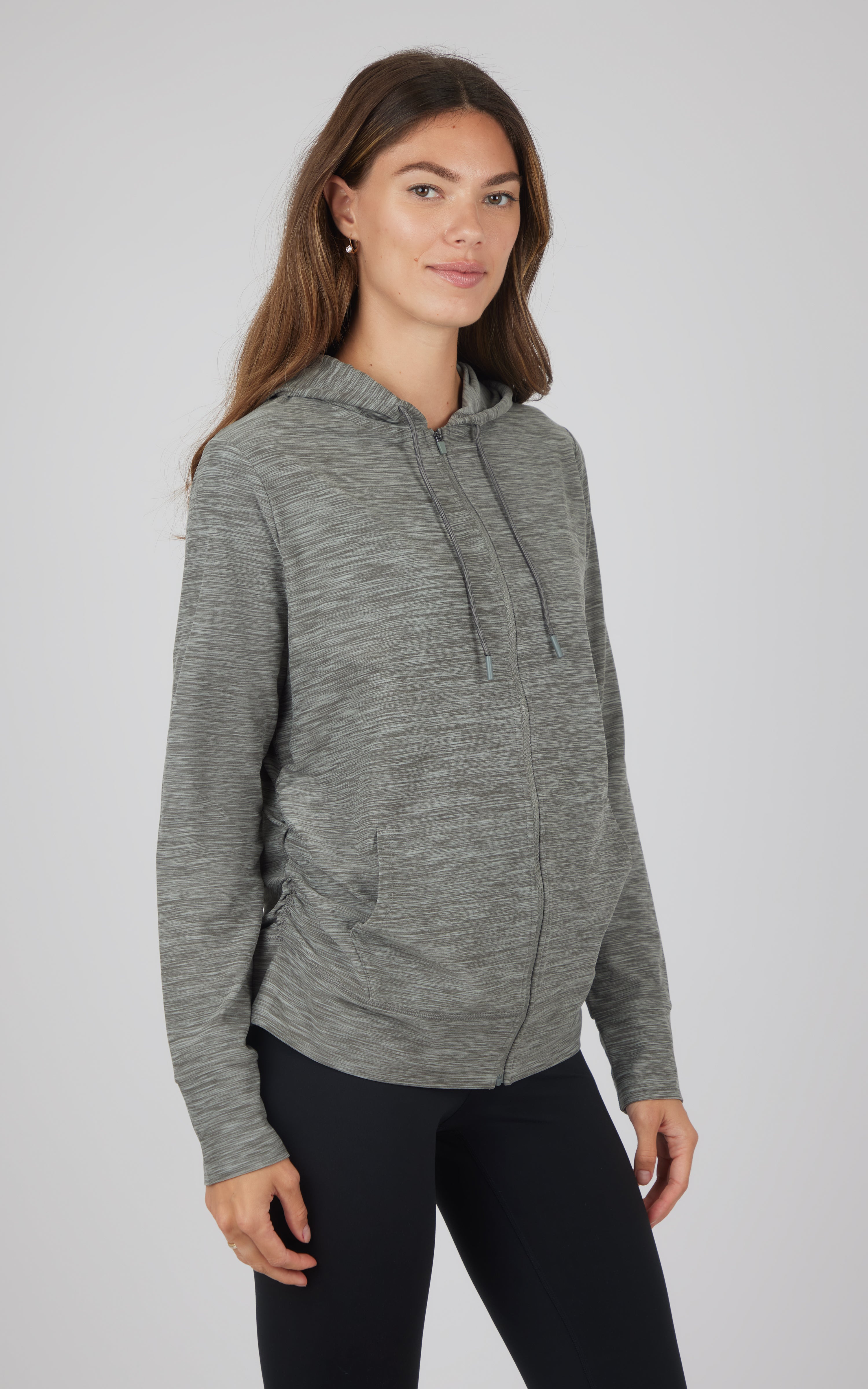 Maternity Heather Lux Full Zip Hooded Jacket