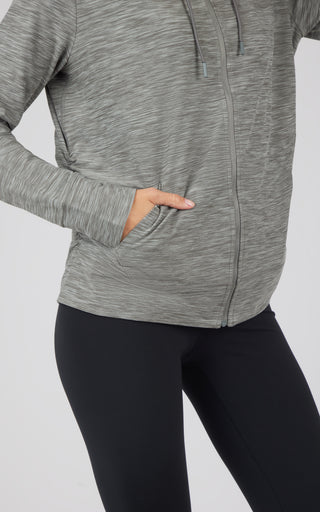 Maternity Heather Lux Full Zip Hooded Jacket