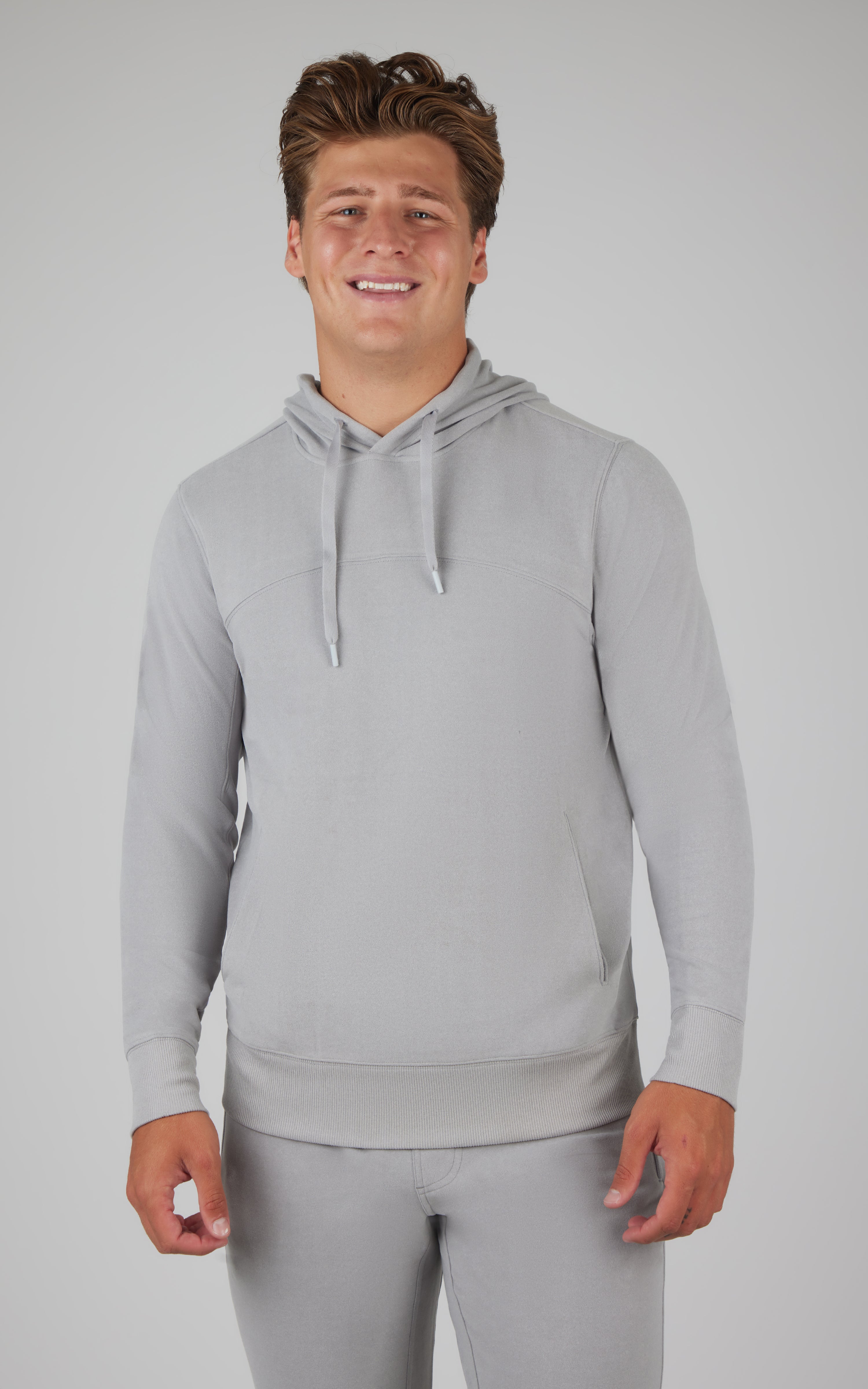 Mens Ultra Melange Fleece Damson Crew Neck Hoodie