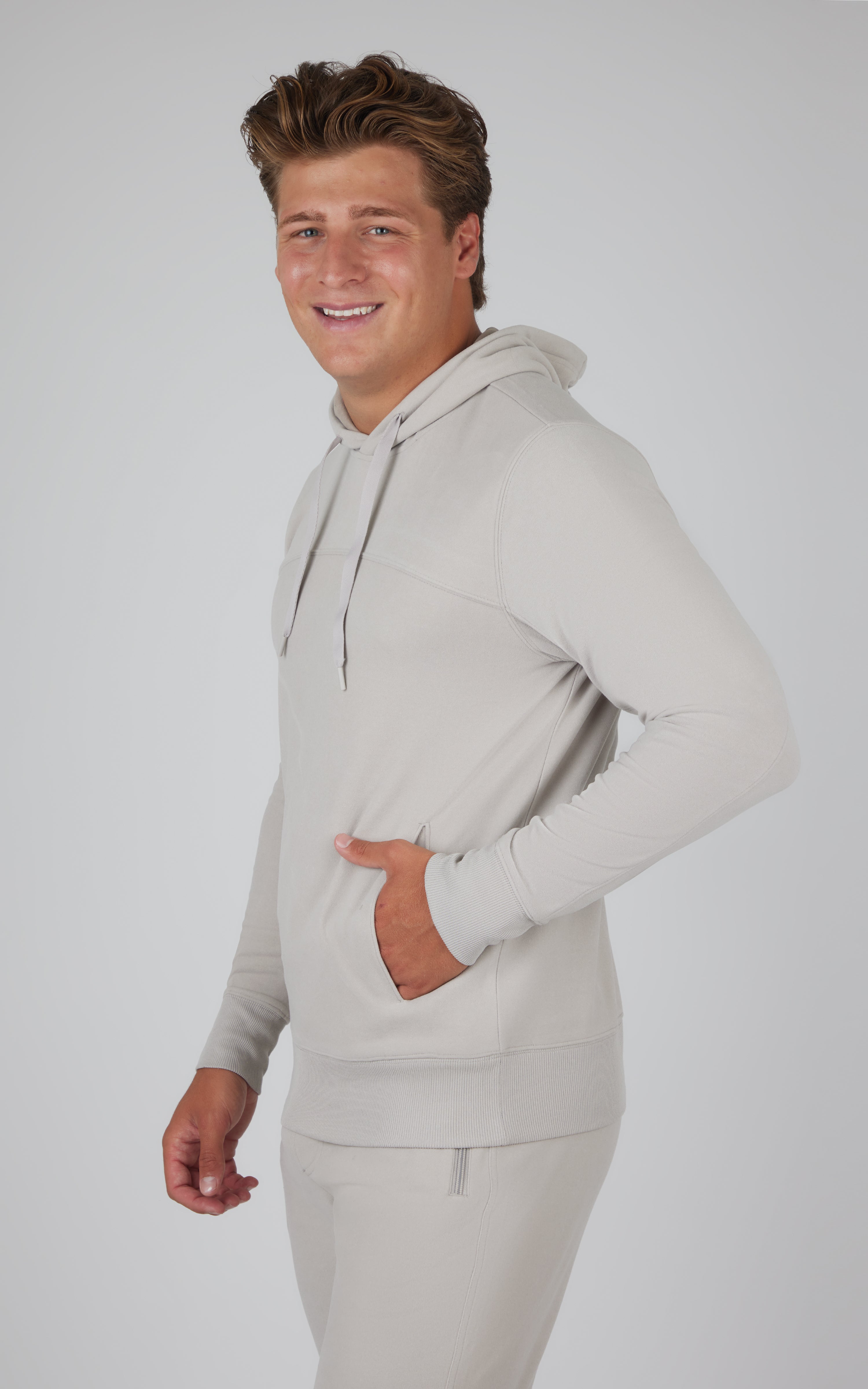 Mens Ultra Melange Fleece Damson Crew Neck Hoodie