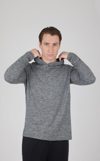 Mens Cationic Layback Long Sleeve Hooded Shirt