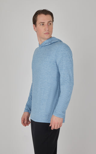 Mens Cationic Layback Long Sleeve Hooded Shirt