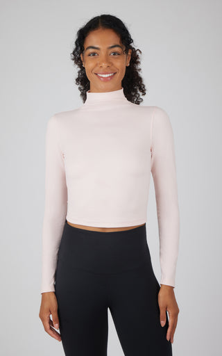 Zenly Evelyn Cropped Mock Neck Long Sleeve Top