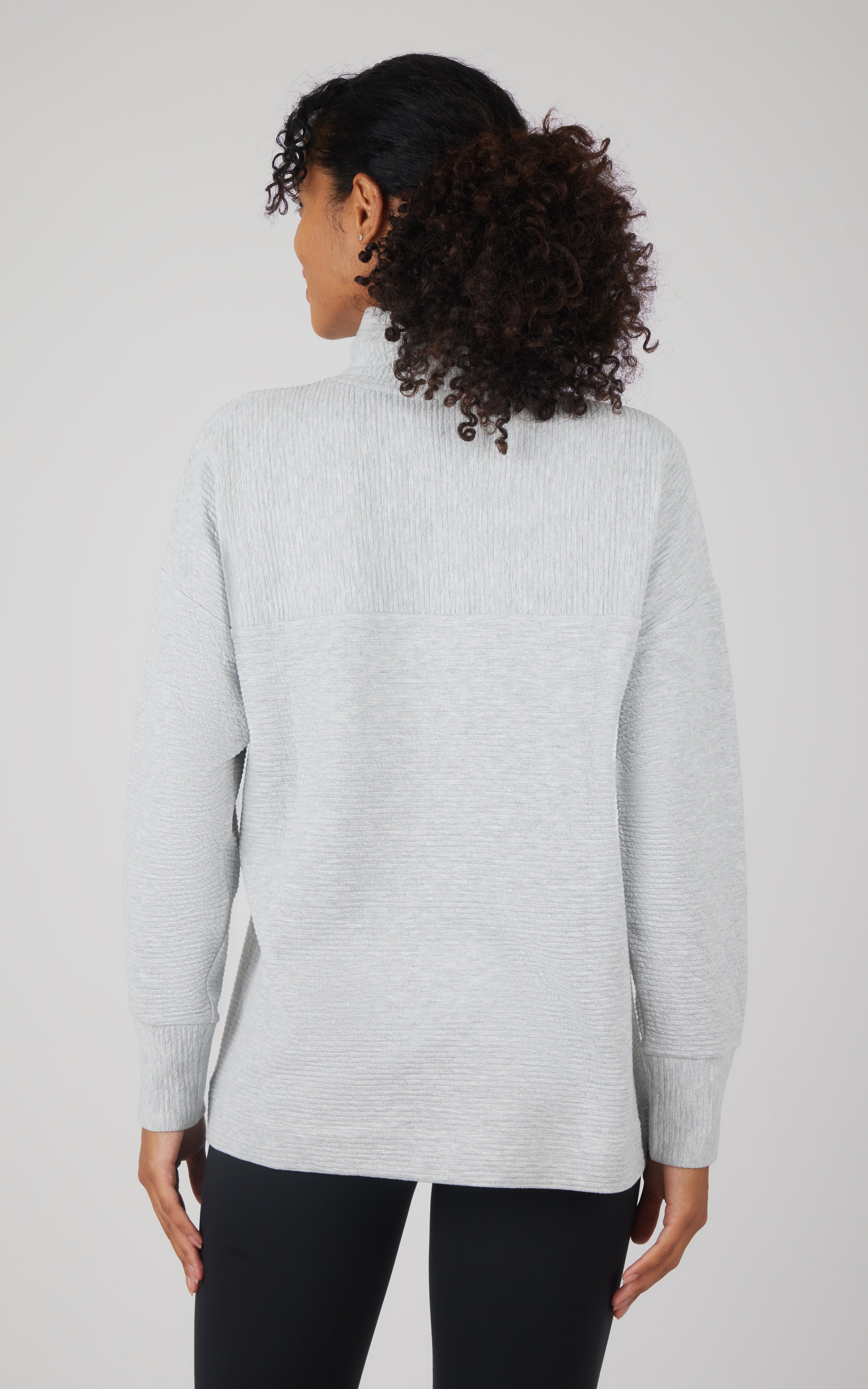 Horizontal Quilted Maitri Funnel Neck Pullover Tunic