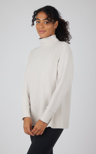 Horizontal Quilted Maitri Funnel Neck Pullover Tunic