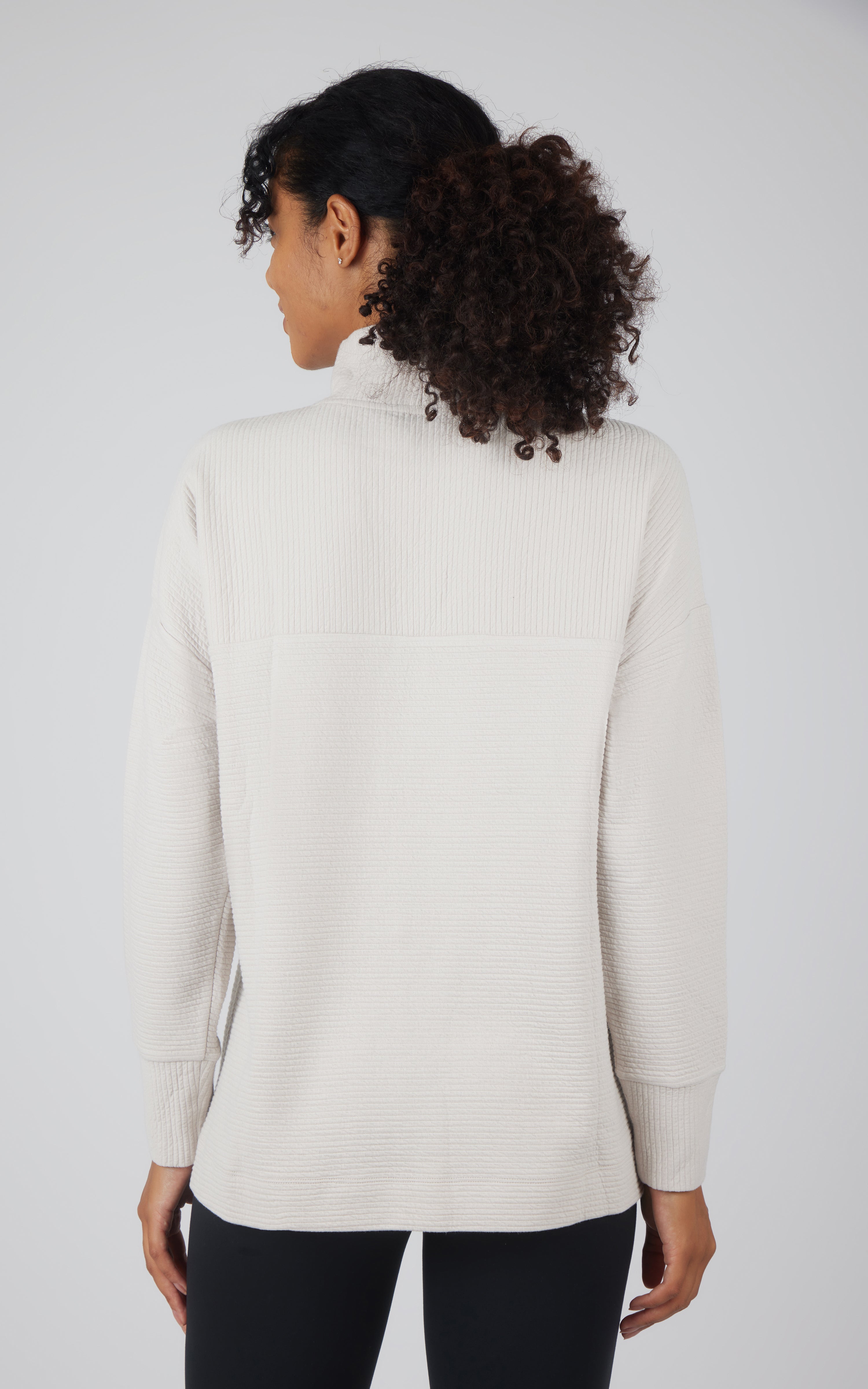 Horizontal Quilted Maitri Funnel Neck Pullover Tunic