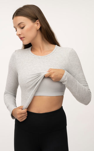 2 Pack Heavenly Kathleen Long Sleeve Crop Top with built in Bra