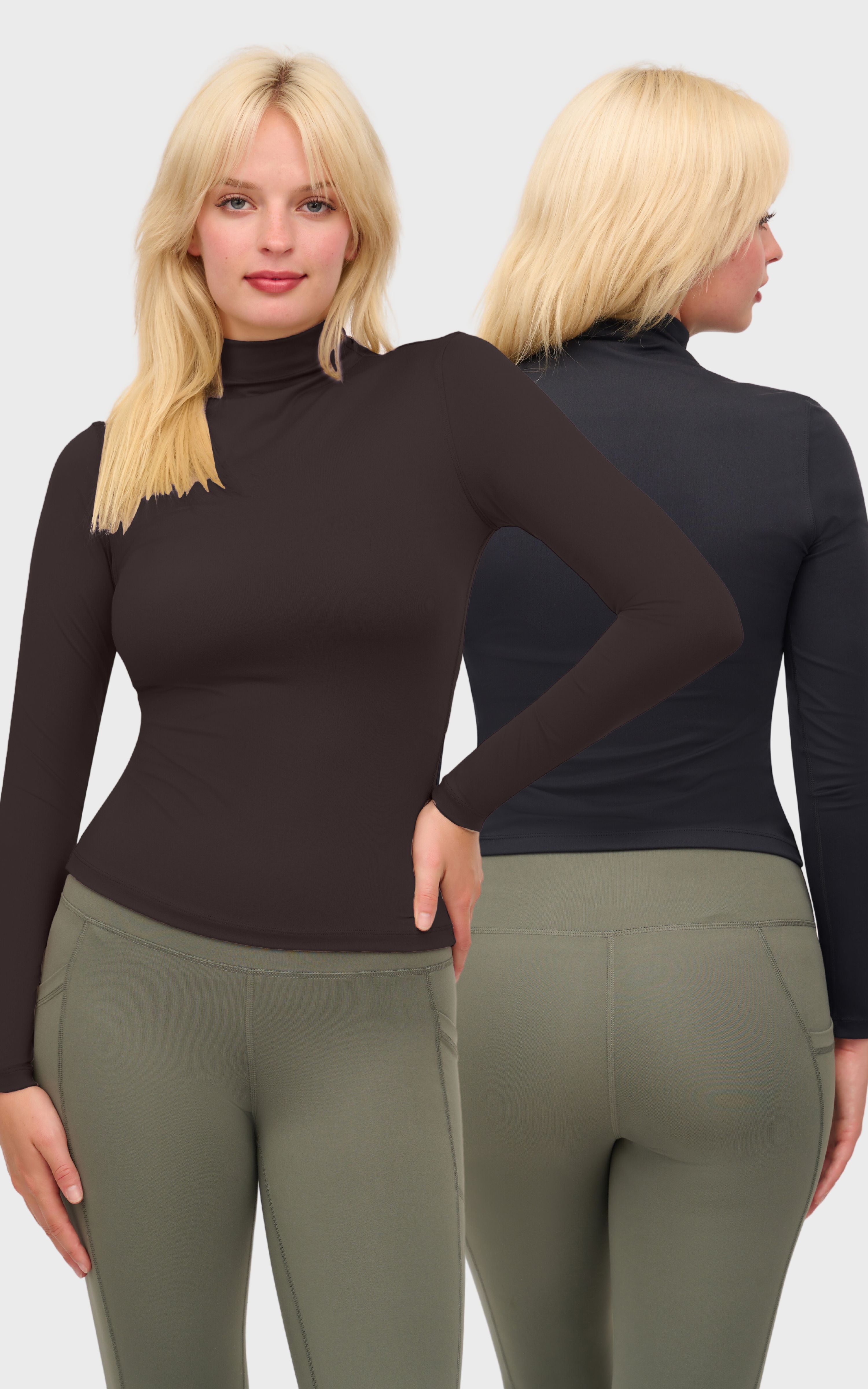 2 Pack Meet and Greet Length Mock Neck Long Sleeve Crop Tops