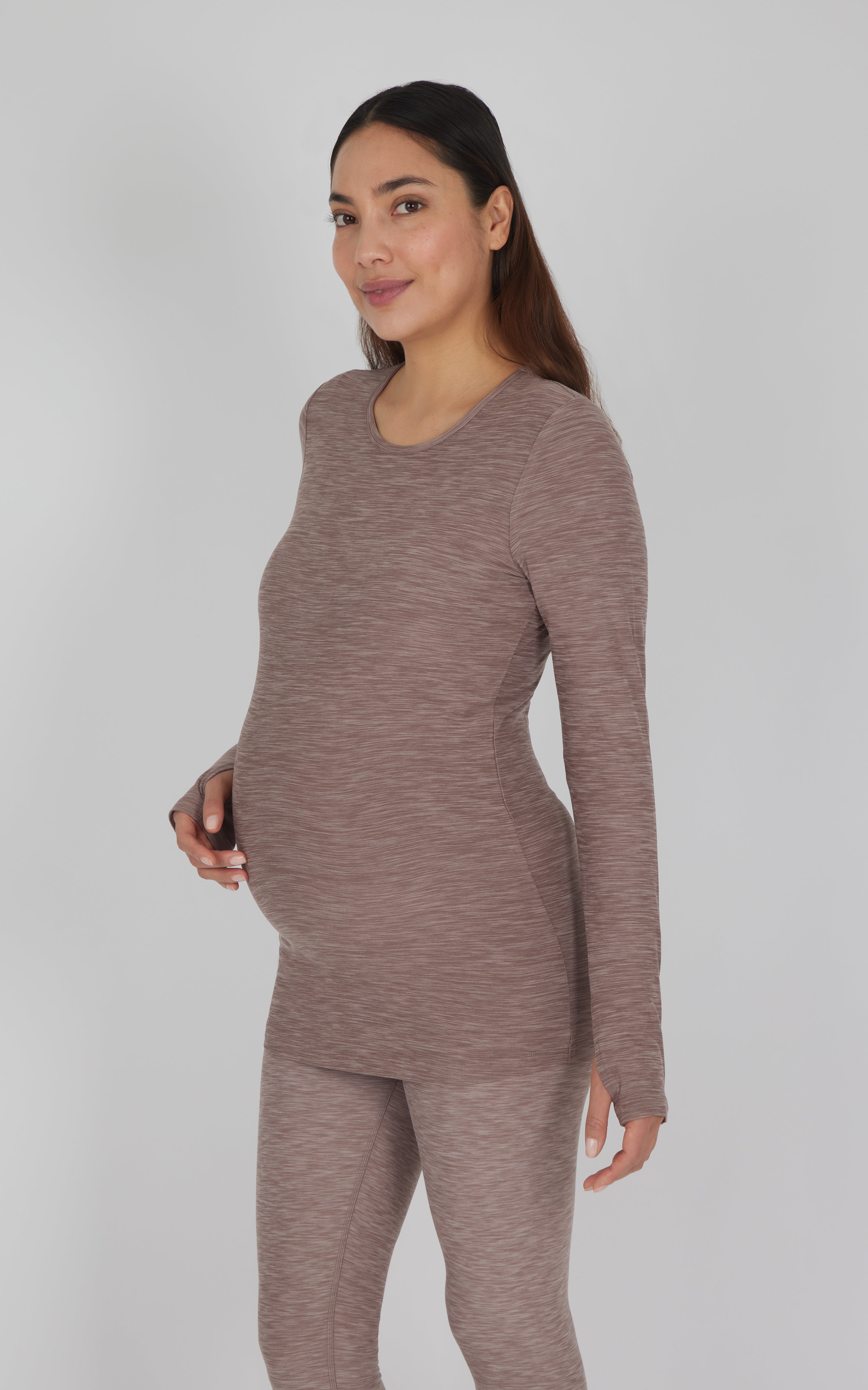 Maternity Two Tone Heather Gentle Embrace Long Sleeve Top