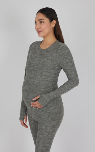 Maternity Two Tone Heather Gentle Embrace Long Sleeve Top