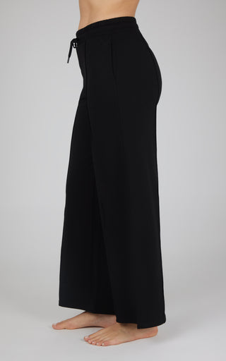 Velocity Brushed Terry Pintuck Seam Relaxed Wide Leg  Pants