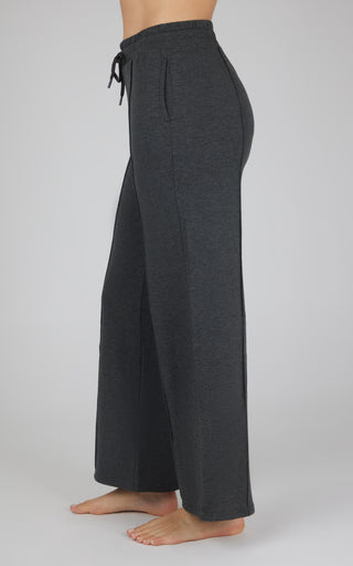 Brushed Terry  Wide Leg Pintuck Seam Relaxed Lounge Pants