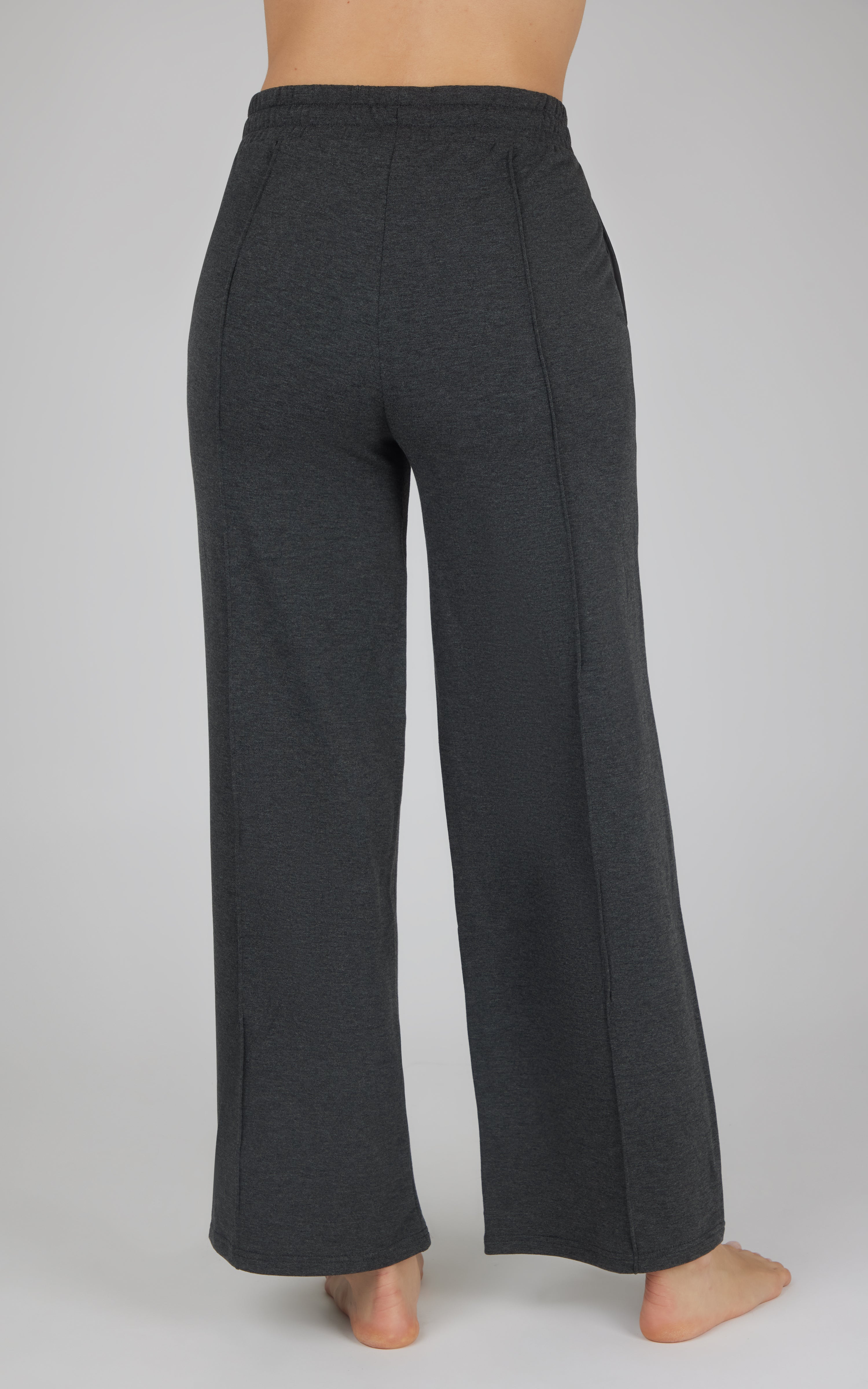 Brushed Terry  Wide Leg Pintuck Seam Relaxed Lounge Pants