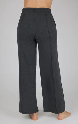 Velocity Brushed Terry Pintuck Seam Relaxed Wide Leg  Pants